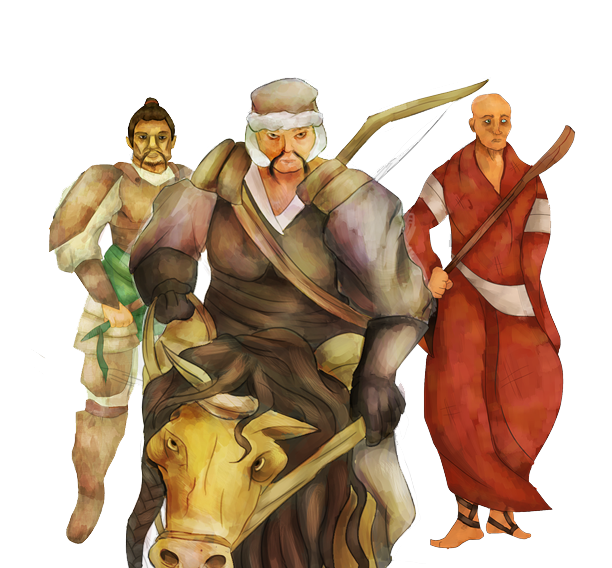 Concept art image of three people