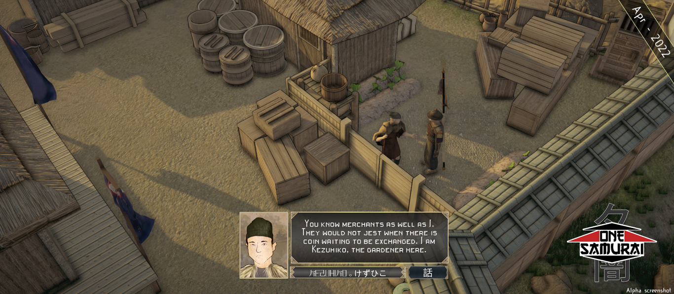 Two men speak in front of a barn "